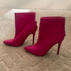 Pink heeled boots size 8